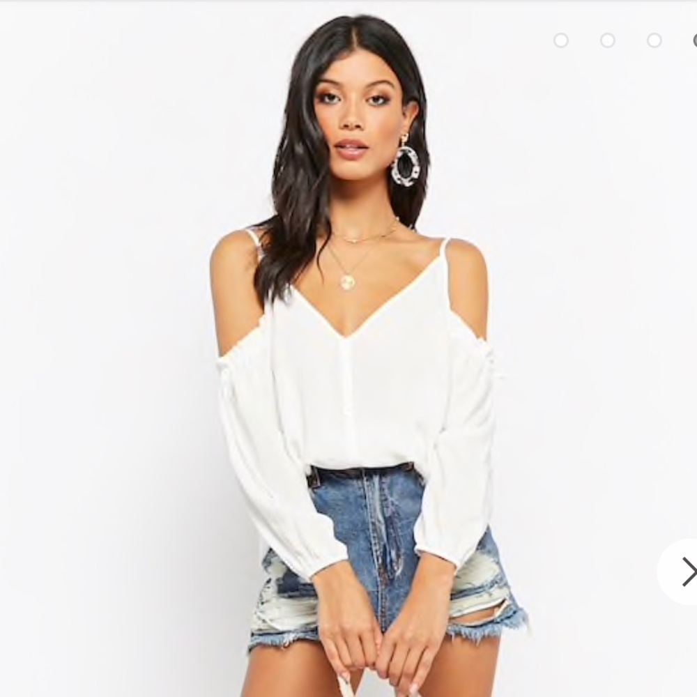 Forever 21 - white open-shoulder blouse